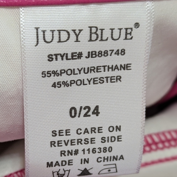 JUDY BLUE Hot Pink Vegan Leather Straight Leg Pants, Like New, Size 24 - Picture 9 of 13